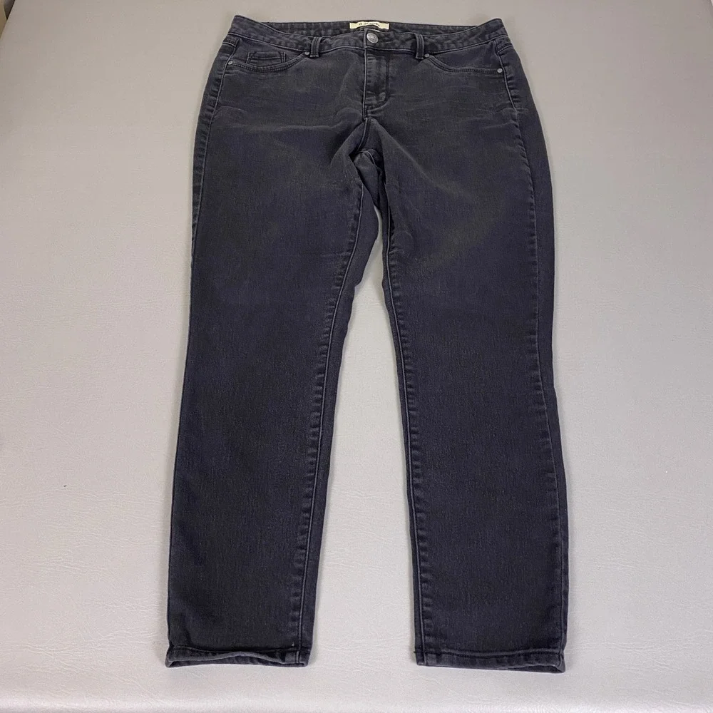 d.jeans Womens Plus Size 16W Faded Black Skinny Jeans Stretch Mid Rise Dark Gray